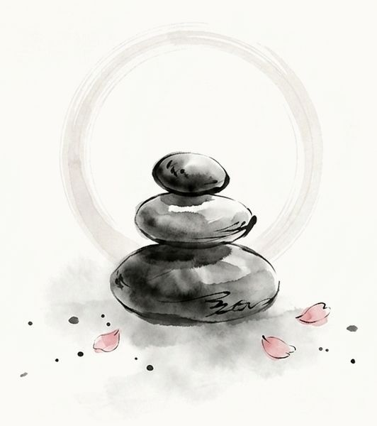 Ink zen stones and enso